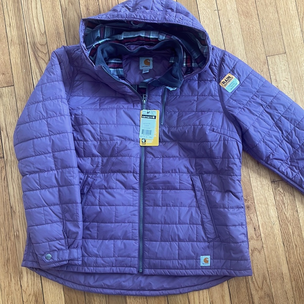 Women’s Purple Flannel Lined Carhartt Jacket.